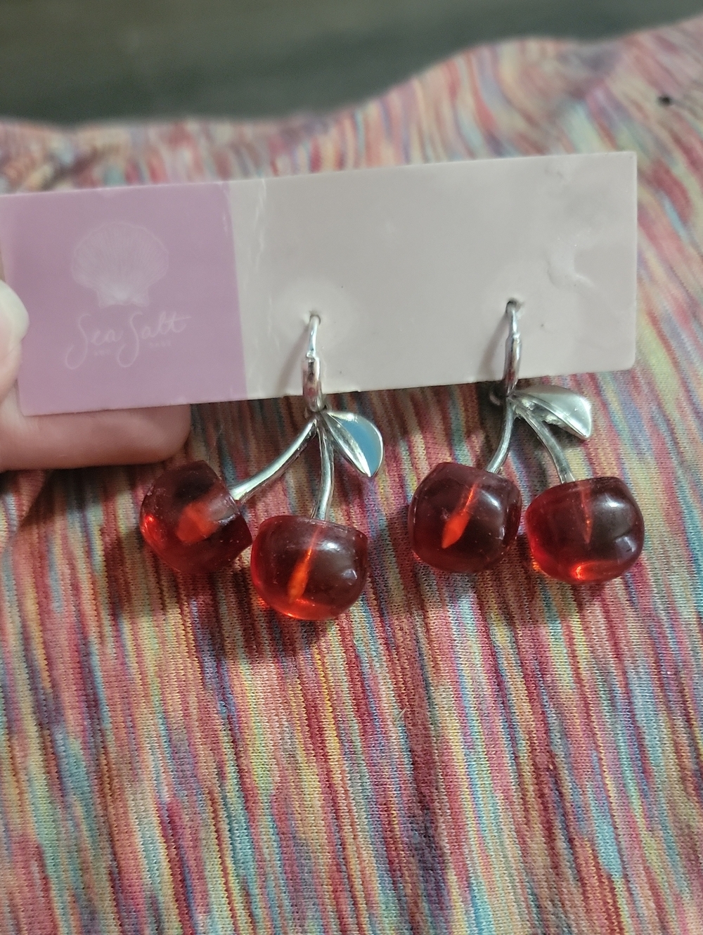 Red Cherry Drop Earrings - Glass Cherry Dangle